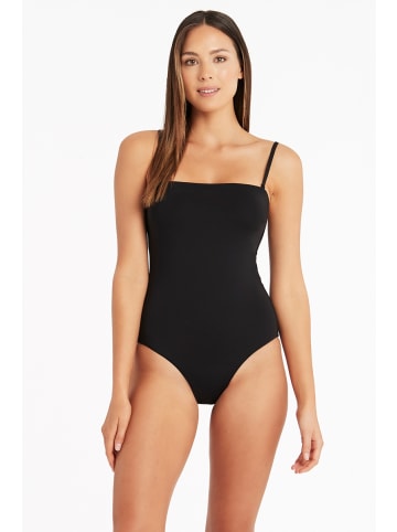 Essentials High Leg Bandeau One Piece in BLACK