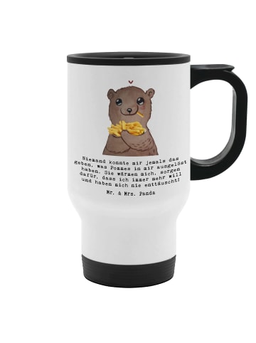 Thermosbecher Bär Pommes verliebt mit Spruch in Weiß