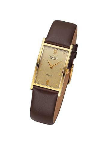 Analog-Armbanduhr Regent Lederarmband dunkelbraun extra groß (ca. 21x30mm)