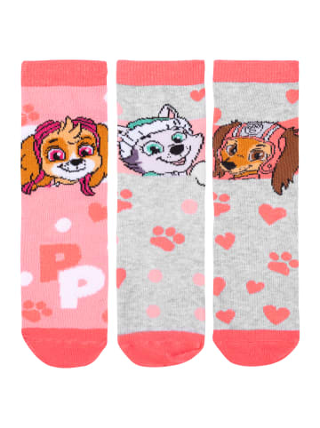 3er Pack Paw Patrol Socken Sneaker Söckchen in grau/rosa
