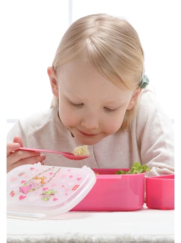 Brotdose Lunchbox mit Rohkostschälchen in rosa