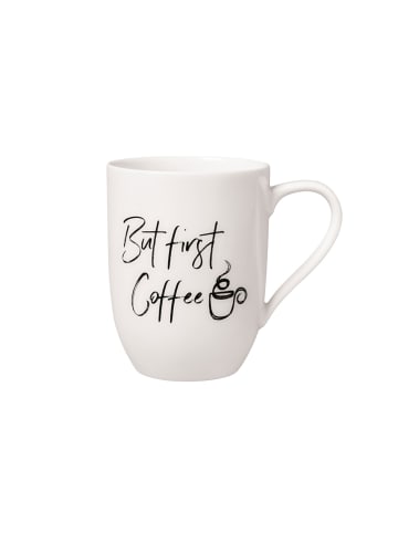 Becher mit Henkel 'But first Coffee' Statement in Weiß 290 ml