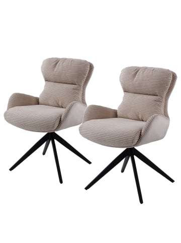 home24 Armlehnenstuhl 2er-Set im modernen Stil in Beige