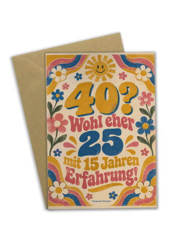 Geburtstagskarte Blume retro Design mit Spruch in Weiß