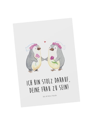 Bildkarte Pinguine Lesbian Pride mit Spruch in Weiß