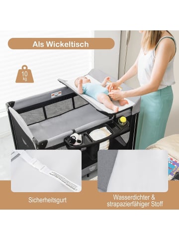 5 in 1 Babybett 2 Ebenen in Schwarz