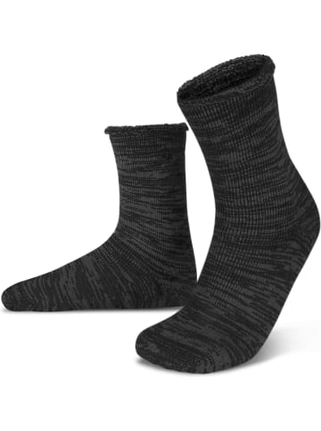 Farbige Vollplüsch-Socken mit Wolle in Anthrazit/Schwarz