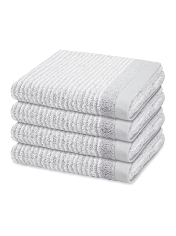 4 X Handtuch im Set Stripes in Hellgrau