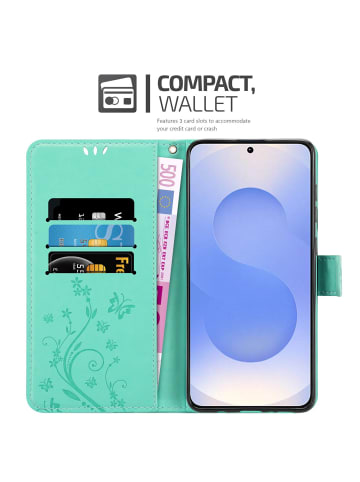 Hülle für Samsung Galaxy S25 Blumen Design in Floral Türkis