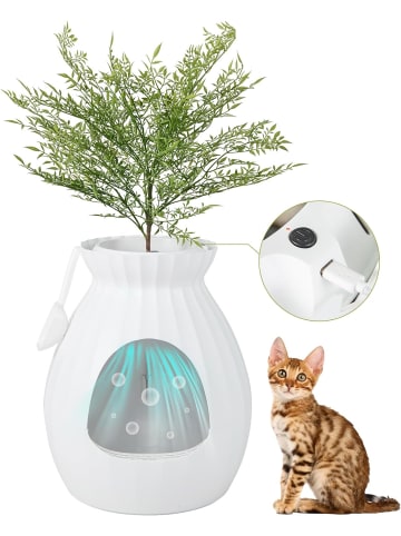 Katzentoilette mit elektronischer Geruchsentfernung in Weiß