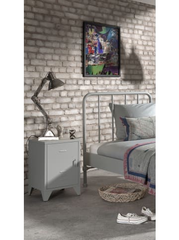 NACHTKOMMODE Kay 40x40x60 Industrial Design aus Metall Grau