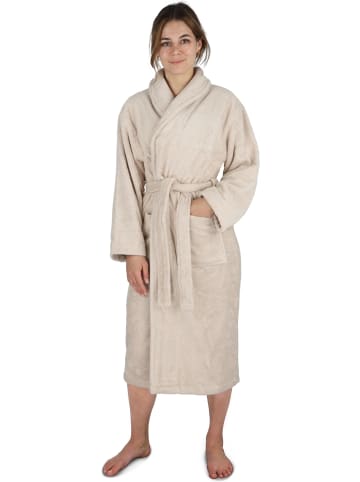 Damen Baumwoll Bademantel in Beige