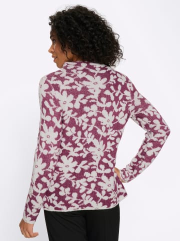 Jacquard-Pullover in malve-ecru-gemustert