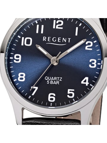 Armbanduhr Regent Lederarmband schwarz klein (ca. 29mm)