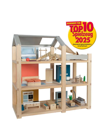 Puppenhaus komplet möbiliert mit 3 in brown
