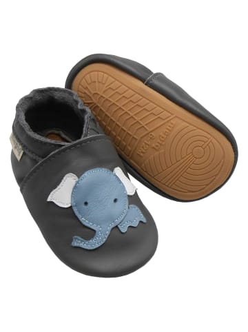 Baby Leder-Krabbelschuhe "Elefant" in Grau