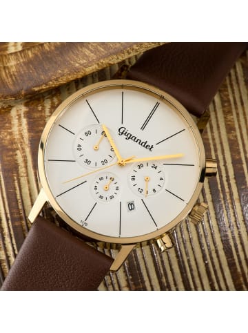 Quarzuhr Chronograph "MINIMALISM" in Braun/Gold/Silber