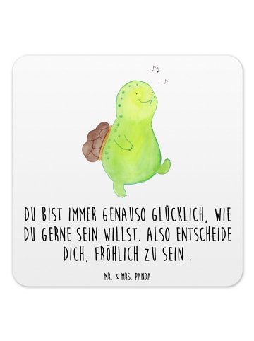 Untersetzer Schildkröte Pfeifen mit Spruch in Weiß