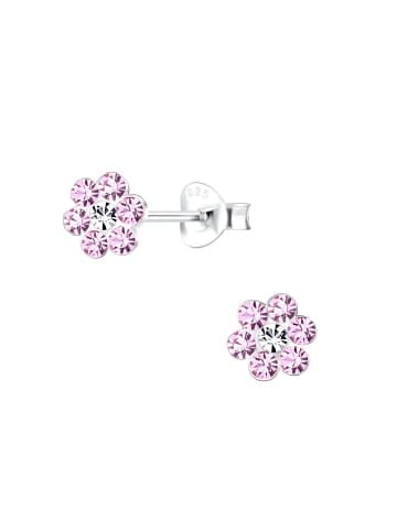 Ohrringe - Ohrstecker BLUME Kristall rosa in 925 Silber - 2-tlg.