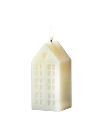 LED Kerze Haus Echtwachskerze in Hausform H: 15cm in creme