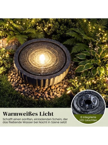 Gartenbrunnen mit LED Beleuchtung & Pumpe 45 x 45 x 23,5 cm in Schwarz