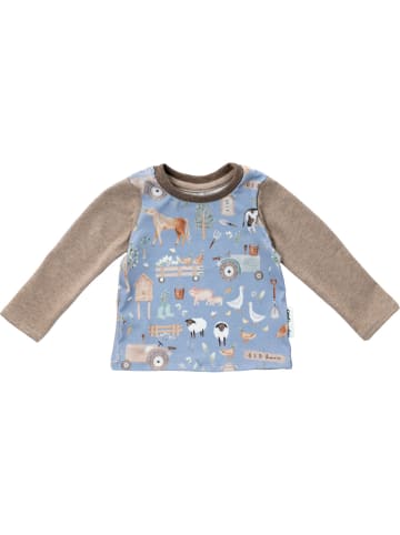 Babylangarmshirt Handmade Bauernhof in blau