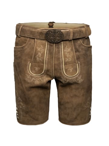 Lederhose Roberto mit Gürtel in braun