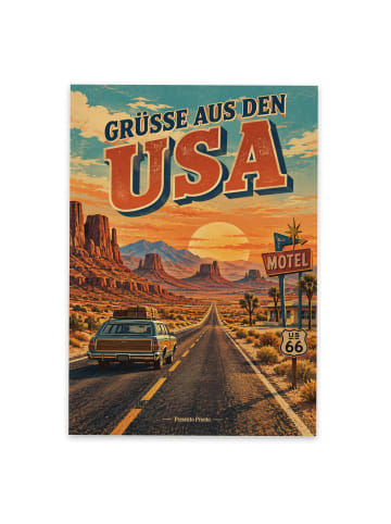 Postkarte Straße nostalgisch Design mit Spruch in Weiß