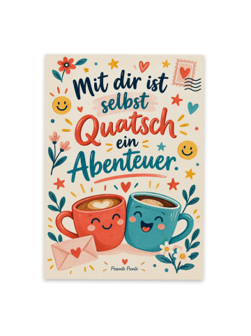 Postkarte Freundschaft verspielt Design mit Spruch in Weiß