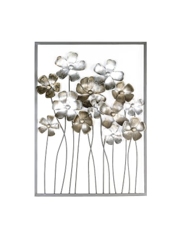 Wandrelief "Fleurs" in Braun/ Champagner/ Gold - H. 80 cm - B. 58 cm