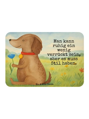 Kühlschrankmagnet Hund Blume Design mit Spruch in Weiß