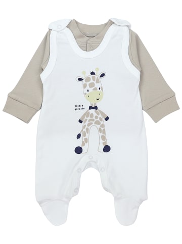 Baby Unisex Strampler-Set mit Aufdruck Spruch 2-tlg in weiß-kombi