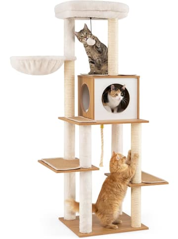 Kratzbaum Holz 148 cm in Beige