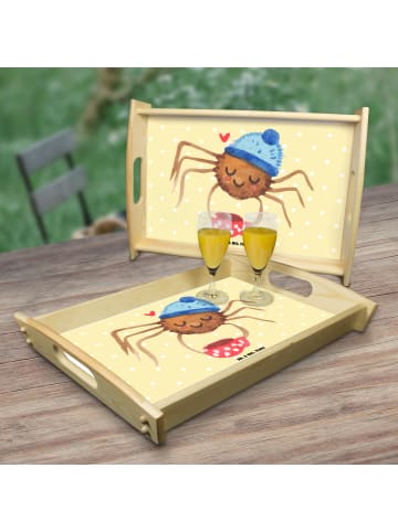 Tablett Spinne Agathe Kaffee ohne Spruch in Gelb Pastell