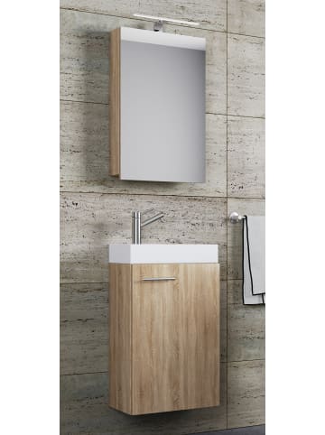 3-tlg Gäste WC Waschplatz Waschtisch Slito Schrank in Sonoma-Eiche (Sägerau)