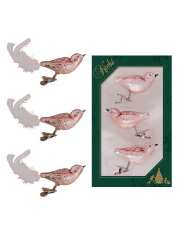 3er-Set: Baumschmuck-Vögel in Rosa