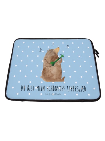 Laptoptasche Bär Lied mit Spruch in Blau Pastell