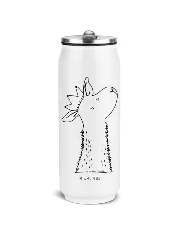 Trinkflasche Lamakopf König ohne Spruch in Weiß