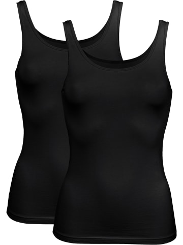 Baumwolle, Single-Jersey Unterhemd 2er-Pack in schwarz