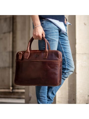 Leder-Aktentasche echt Leder Aktentasche 17 Zoll Laptop Fach braun in braun