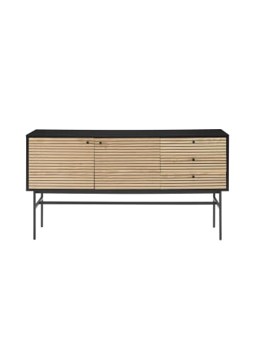 Sideboard aus Eiche Echtholzfurnier – mit Stauraum und Metallgestell in Schwarz