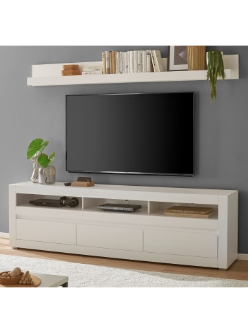 Wohnzimmer-Set Wandboard weiß matt, Evoke Eiche, Set 2-teilig 217 cm
