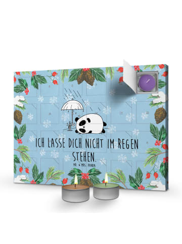 Adventskalender Panda Freundschaft mit Spruch in Eisblau