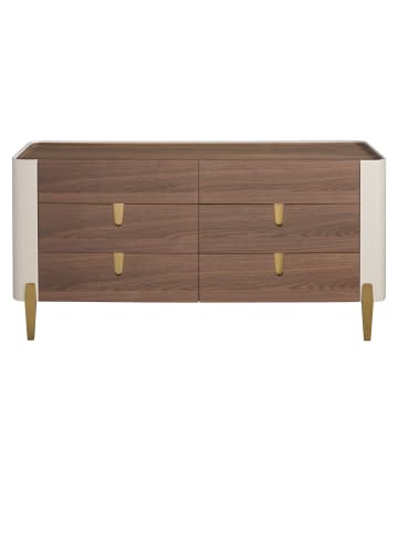 Kommode 7185 in Beige / Gold / Walnuss – (B)160 x (H)76 x (T)47 cm