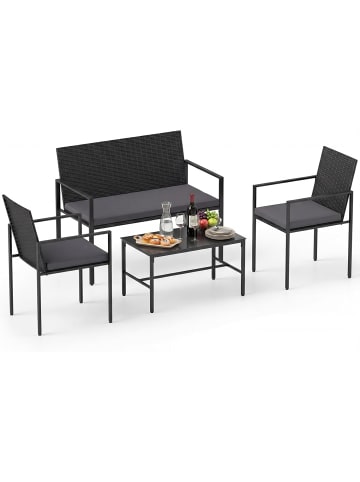 4 tlg. Polyrattan Gartenmöbel Set in Grau