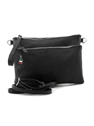 Leder Umhängetasche, Handgelenktasche Florence Tasche schwarz ca. 23cm