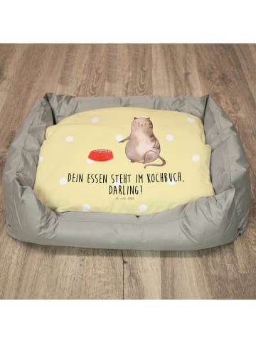 Katzensofa Katze Fressen mit Spruch in Gelb Pastell