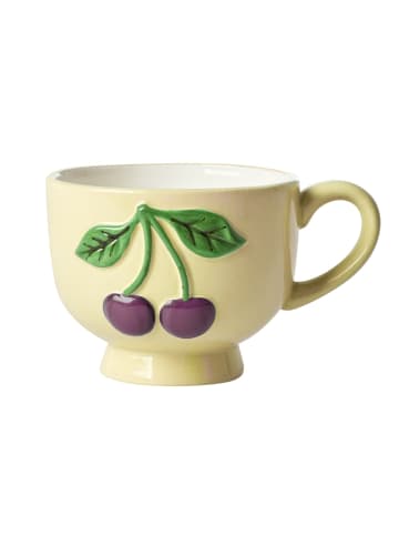 Keramik Becher mit Kirschen in creme