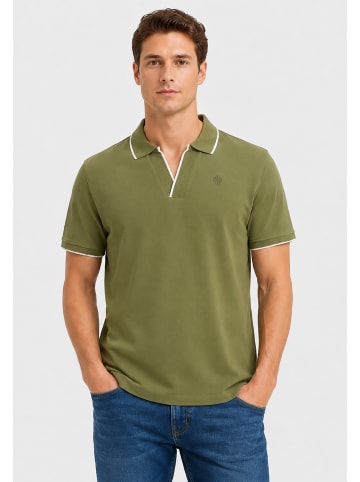 Kurzarmiges Poloshirt Polokragen Modisch in Olive-2