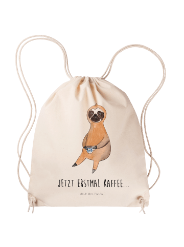 Gymtasche Faultier Kaffee mit Spruch in Creme